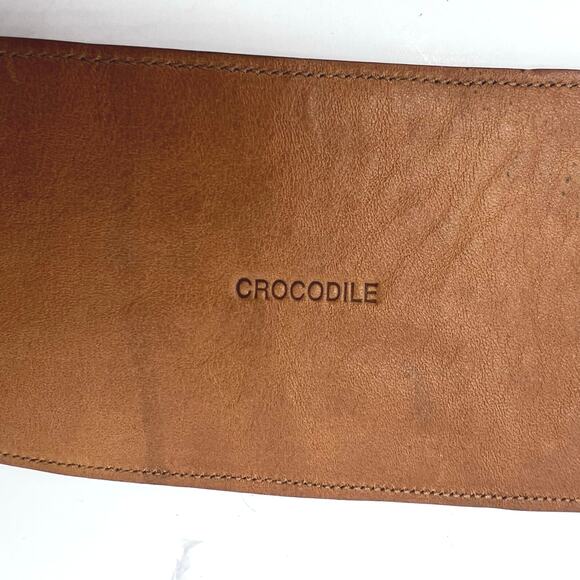 Ralph Lauren Womens Crocodile Brown Belt with Wicker Detail MSRP $2250 Size Med - Picture 9 of 15